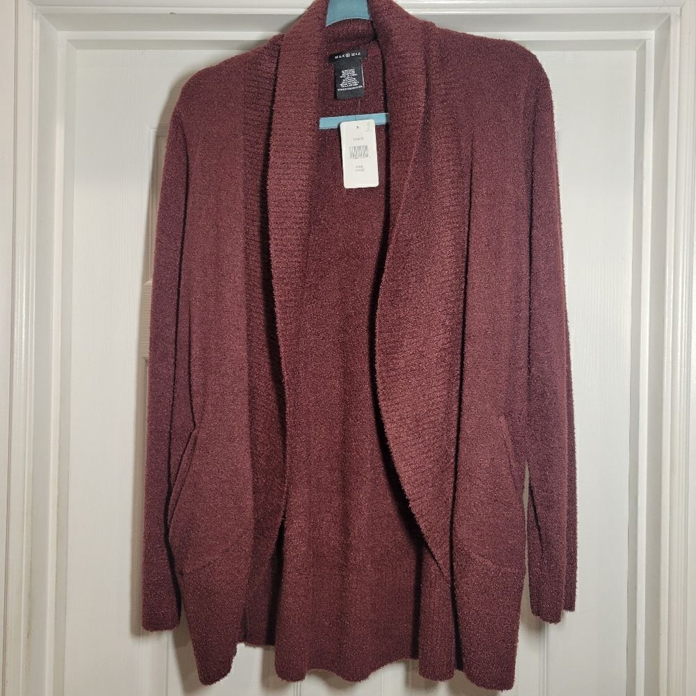 Max & Mia wine/burgundy cardigan, Large